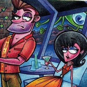 John Murasky Limited Ed Print Midcentury Mod "Party Crasher" 10.5"L x 8"H